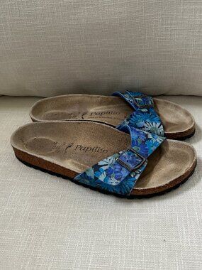 Birkenstock Papillio ~ Madrid Leather Floral Slides / Sandals ~ 38 ~ sz. 7